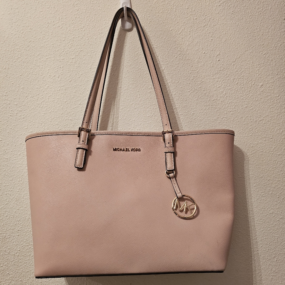 Michael Kors Tote Bag - Pink/Nude with gold accents